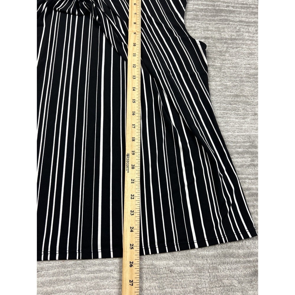 Liz Claiborne Top‎ Womens XL Black White Striped Polyester Blend Career - Picture 5 of 10